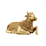 Rare Engraved Brass Nandi Statue - Sacred Bull Temple Guardian Sculpture | Jaipurio